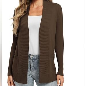 EUC!! CIELO, Chic Brown Open Front Cardigan W/ Pockets. Size M